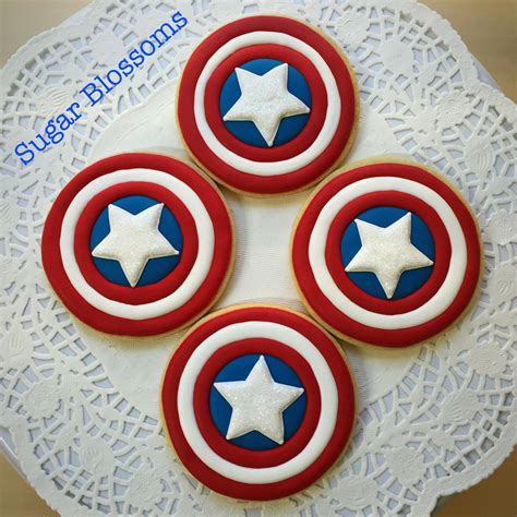 Captain America Cookies Superhero Cookies Sugar Cookies Decorated