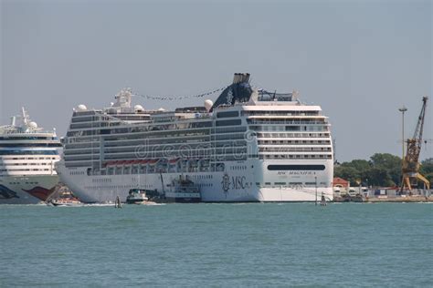 Big Cruise Liner Ships in the Adriatic Sea, Venice, Italy Editorial ...