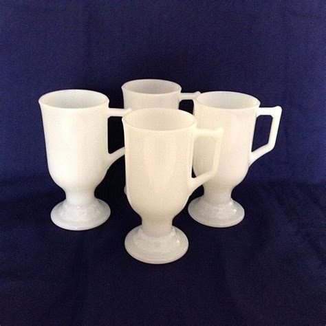 Vintage Set Of Federal Glass Milk Glass Irish Coffee Mugs