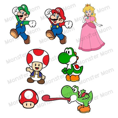 Super Mario LAYERED SVG Luigi Mario Peach Toad Yoshi SVG | Etsy