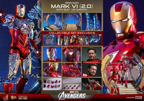 Hot Toys Iron Man Mark VI 2 0 1 6th Scale Collectible Figure With Suit Up Gantry