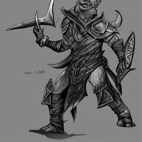 Dandd Dragonborn Fighter Drawing Digital Art Stable Diffusion