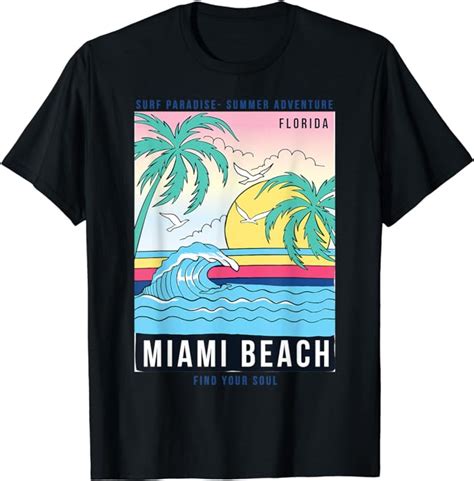 Cool Miami Beach T Shirt Miami Short Sleeves Graphic Design T Shirt