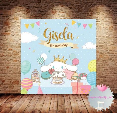 Jual Custom Backdrop Banner Spanduk Happy Birthday Cinnamoroll Cinnamon