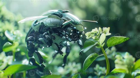A robotic pollinator mimicking the actions of bees to ensure efficient