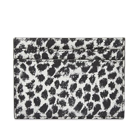 Saint Laurent Men S Leopard Credit Card Holder In Black White Saint Laurent