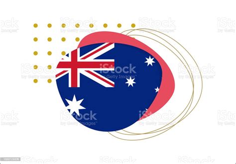 Australia Flag Icon Or Badge Australian National Emblem With Abstract