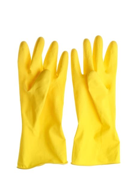 Guantes De Goma Amarillos Para Limpiar Aislados Sobre Fondo Blanco