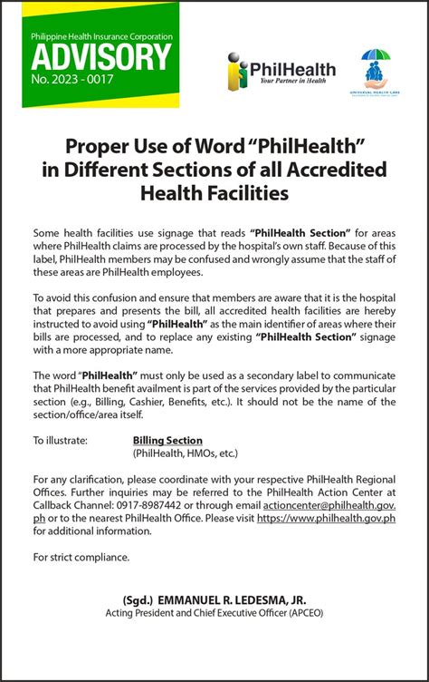 PhilHealth On Twitter ADVISORY NO 2023 0017 PROPER USE OF WORD