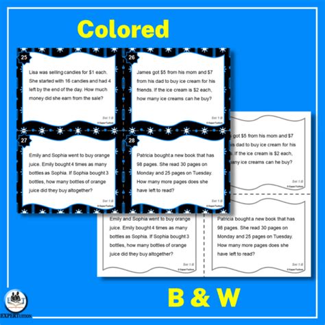 Multi Step Word Problems Task Cards Set Expertuition