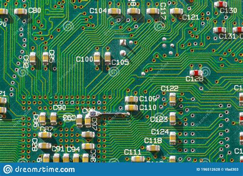 Printed Circuit Board Showing Surface Mount Components Big Close Up