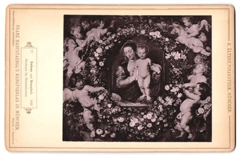 Fotografie Franz Hanfstaengl München Gemälde Madonna im Blumenkranze