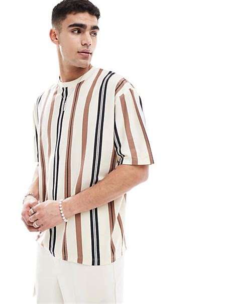 Asos Design Oversized T Shirt In Vertical Stripe Asos