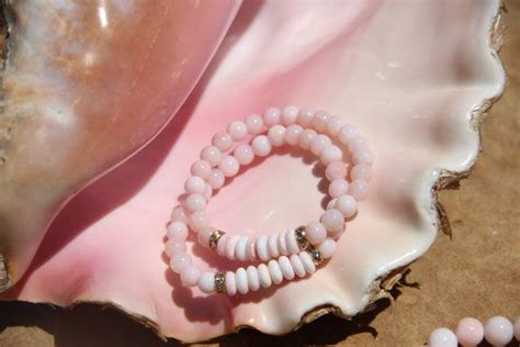 Pink Peruvian Opals With Queen Conch Shell Beads Pink Opal Etsy