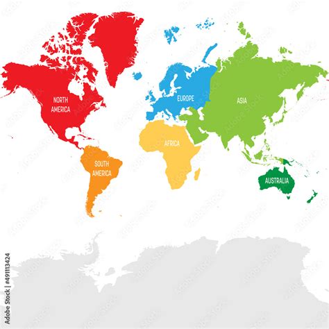 Colorful political map World continents. Stock Vector | Adobe Stock