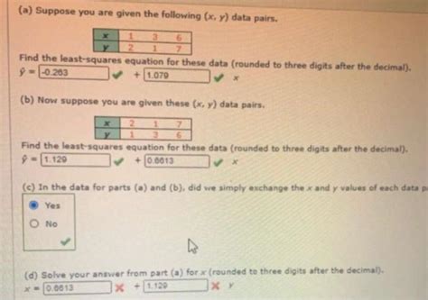 Solved A Suppose You Are Given The Following X Y Data