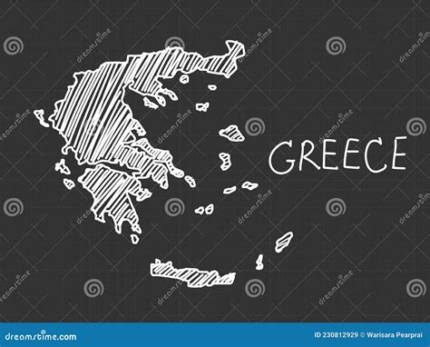 Mapa De Grecia Dibujo A Mano Alzada Sobre Fondo Negro Ilustraci N Del