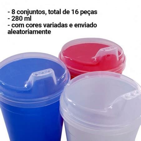 Kit 8 Copos Infantil Chuquinha Bico 16 Peças Atacado Tamanho U Cor 8