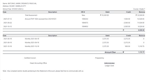 How To Print Soa Statement Of Account College Bed