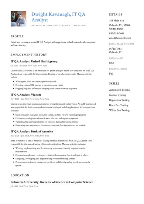 Guide It Qa Analyst Resume Samples Examples Pdf