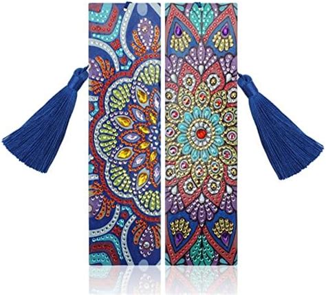 MWOOT 2Pcs 5D DIY Mandala Diamond Art Painting Bookmarks Rhinestone