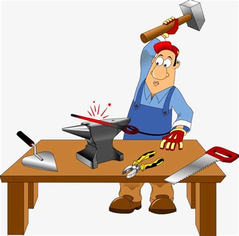 Blacksmithing PNG Transparent, Vector Cartoon Blacksmith Workers ...