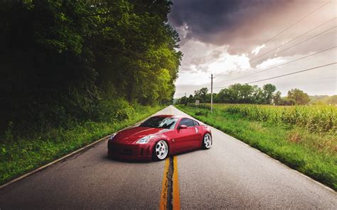 Red Nissan 350Z Nissan Car Road HD Wallpaper Wallpaper Flare