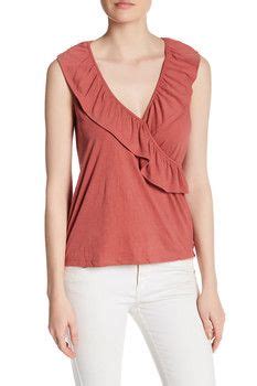 Harlowe Graham Sleeveless Ruffle Wrap Shirt Casual Fashion Wrap