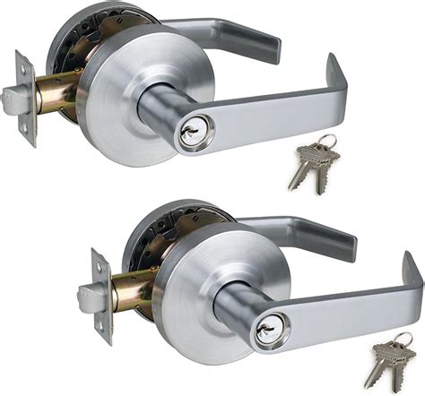 Hospital Storeroom Door Handle Lock Set With Chrome 26d Finish And Heavy Duty Grade 2 Handle