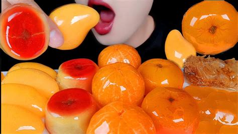 ASMR ORANGE FOOD TANGHULU MUKBANG 귤 귤만쥬 사과만쥬 망고젤리 벌집꿀 탕후루 먹방 NO