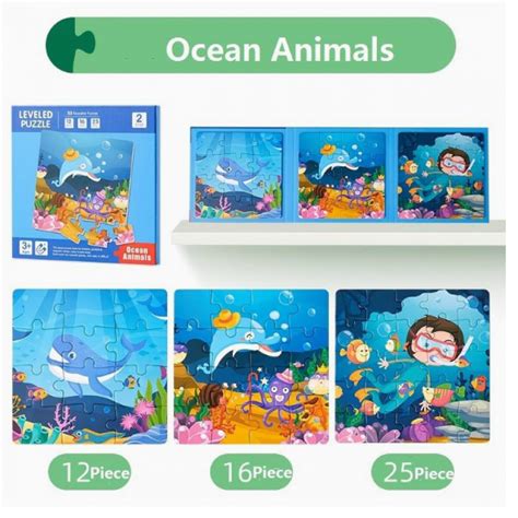 Образователна Магнитна книжка с пъзел. Океански животни. 3 в 1