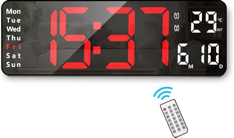 Lafocuse Horloge Murale Numérique LED Grande Affichage 32cm avec