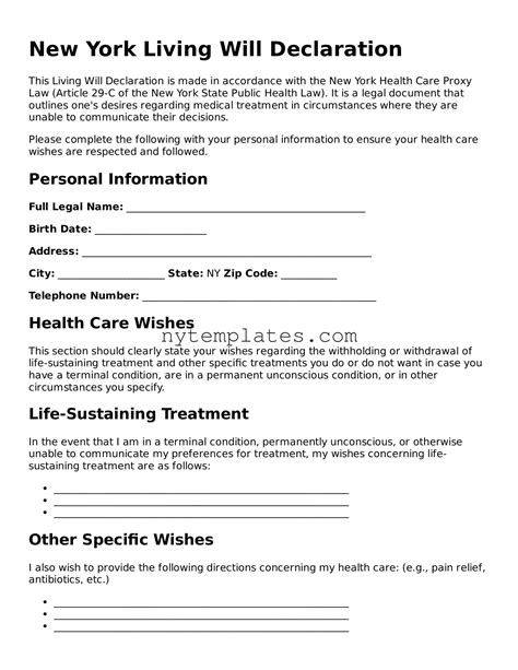 Draft a Valid New York Living Will Using Our Fillable Form