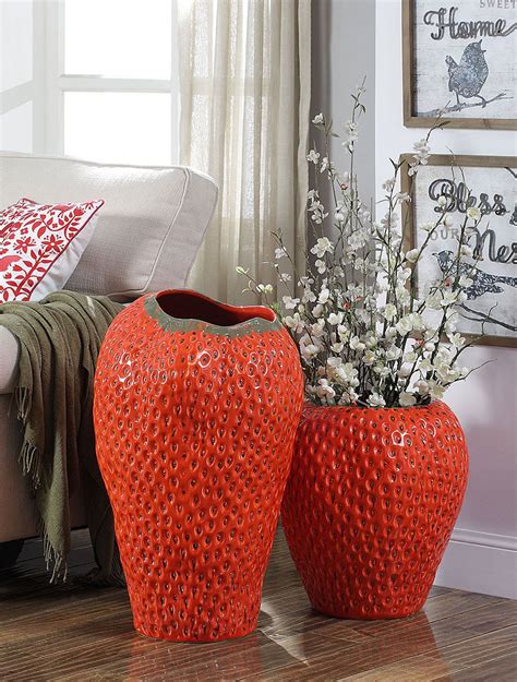 Strawberry Red Vases Oversized Ceramic Vase Floor Vase Vase