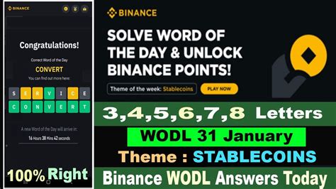 Binance WODL 31 January Binance Word Of The Day Answers Today WOTD