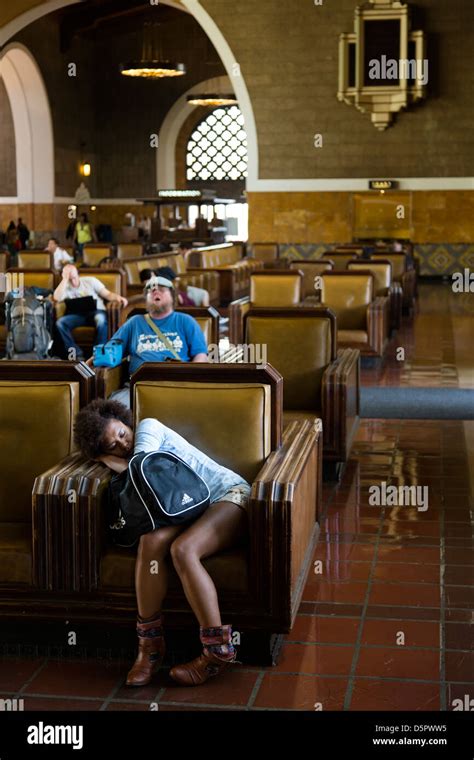 Sleeping girl Grand Union Station, LA Stock Photo - Alamy