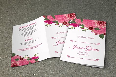 Floral Funeral Program Template Obituary Template Photoshop , Mac Page ...