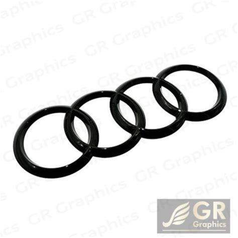 Audi Rings 216mm Rear Trunk Lid Emblem Gloss Black Badge Q3 Q5 Q7 A6 A8