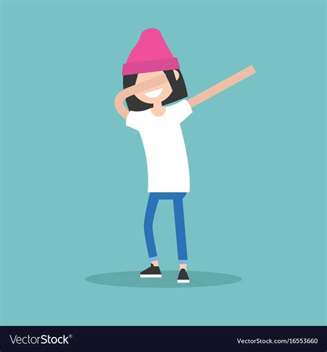 Young female character making dab dance flat Vector Image