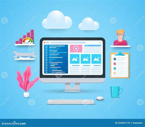 Web Entwicklung Vektor Illustrationen In 3d Stil Vektor Abbildung