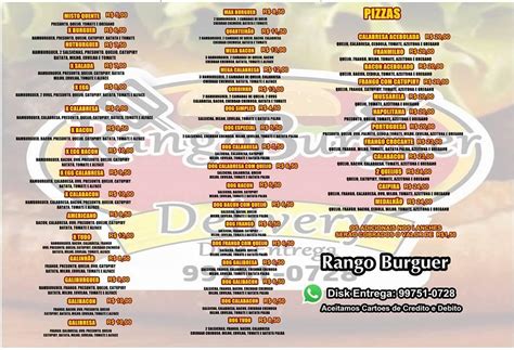 Menu At Rango Burguer Restaurant Itapeva R Roque Do Amaral