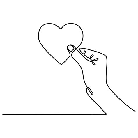 Premium Vector Continuous Line Drawing Hand Holding Heart Vector Illustration