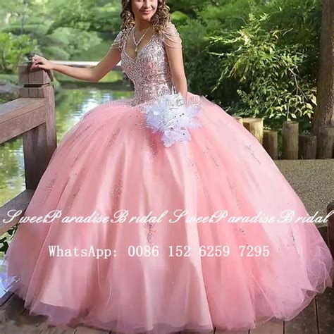 2019 Pink Lace Quinceanera Dresses Luxury Beads 3d Floral Appliques Off