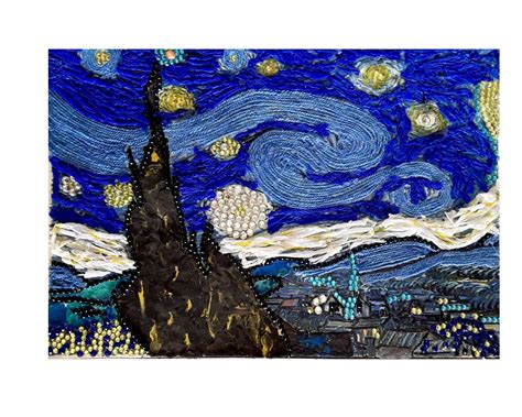 The Starry Night Painting Has Been Created With Colored Pencils