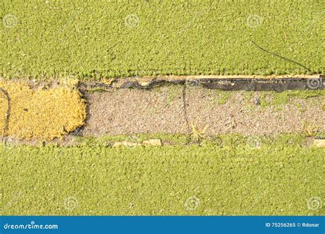 Defects in Playground. Damaged Lines in Outdoor Handball Court Stock ...