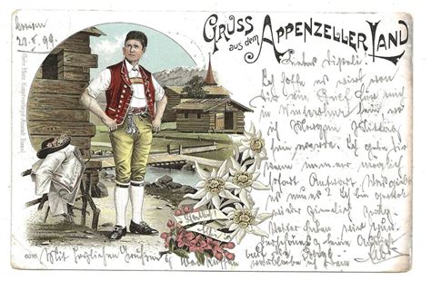 Gruss Aus Dem Appenzeller Land Senn Tracht Litho Kaufen