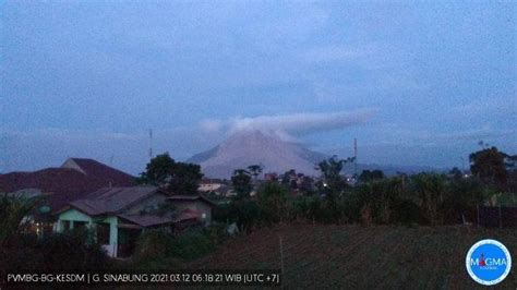 Kamis Maret Gunung Sinabung Enam Kali Erupsi Tinggi Kolom Abu