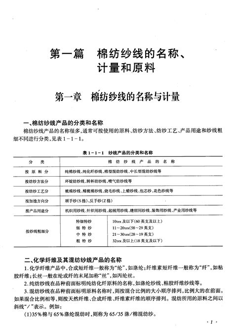 棉纺手册棉纺纱线的名称计量和原料word文档在线阅读与下载无忧文档