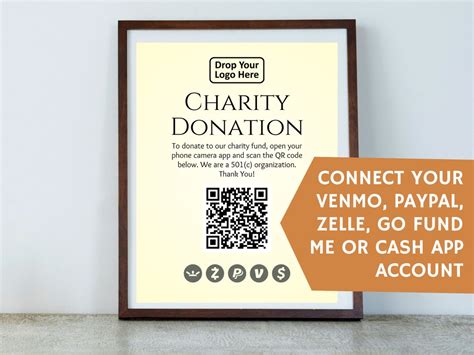 Charity Donation Fund Qr Code Scan Sign Venmo Paypal Cash App Zelle Go