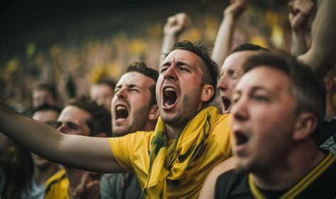 Premium Photo Group Of Football Fans Celebrating Success Of Favorite